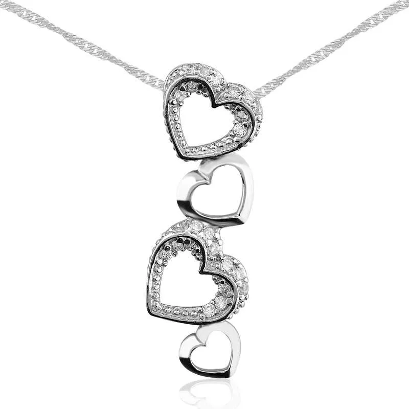 925 Sterling Silver Blue Teardrop Zircon Necklace for Women