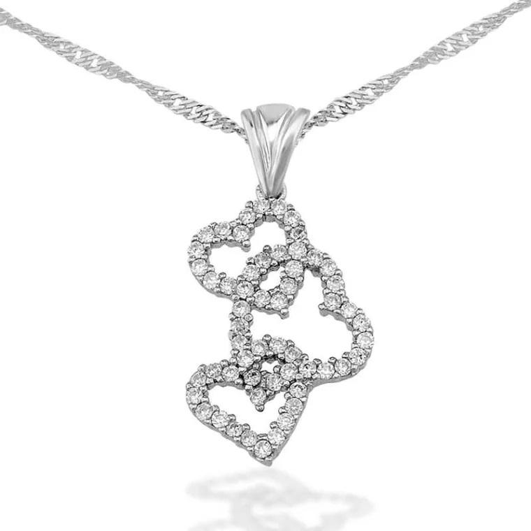 925 Sterling Silver Triple Heart Necklace for Women