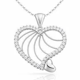 Sparkling Zircon Heart Necklace for Women | Rhodium Plated 925 Sterling Silver Pendant thumbnail
