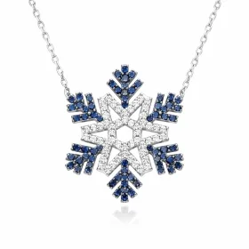 925 Sterling Silver Snowflake Necklace for Women | Rhodium Plated White Zircon Winter Pendant Jewelry thumbnail