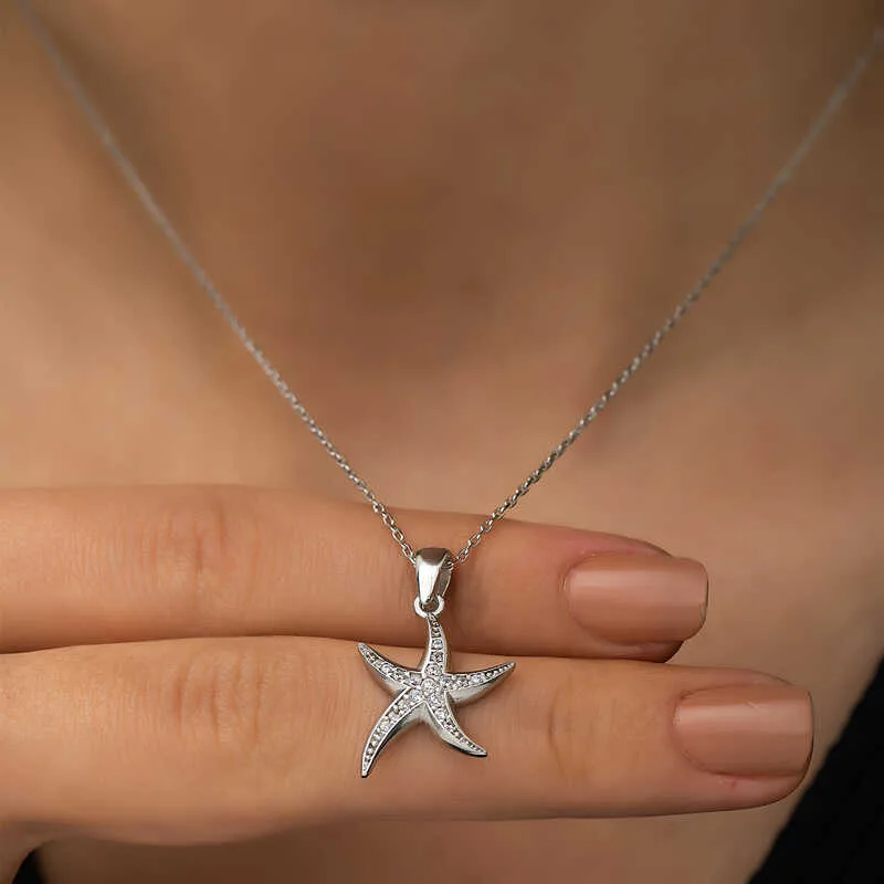 Rhodium Plated Sterling Silver Starfish Pendant Necklace for Women – Symbol of Hope, Guidance and Ocean-Inspired Elegance - image 2