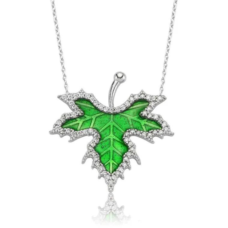 Spring Maple Leaf Zircon Necklace