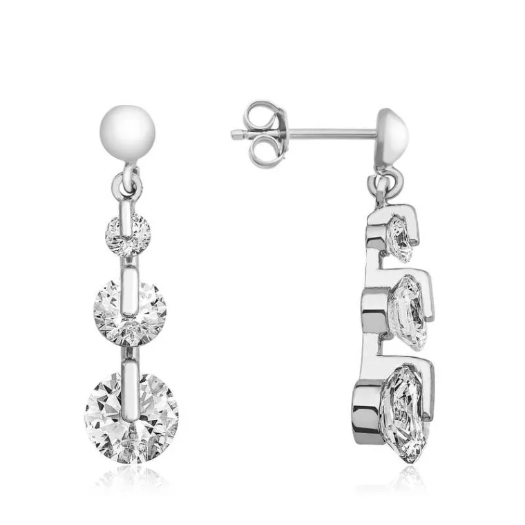 925 Sterling Silver Three Stone Tria Stud Earrings for Women