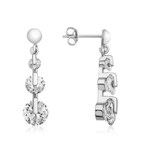 925 Sterling Silver Three Stone Tria Stud Earrings for Women | Elegant Zircon Dangle Jewelry - image 2 thumbnail