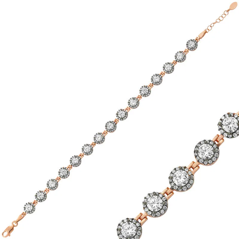 925 Sterling Silver Rose Gold Plated White Zircon Tennis Bracelet for Women | Elegant Luxury Jewelry