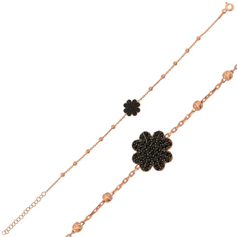925 Sterling Silver Four Leaf Clover Heart Bracelet for Women