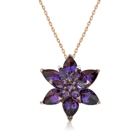 Purple Lotus Flower Necklace | Rose Gold Plated Sterling Silver Spiritual Pendant thumbnail