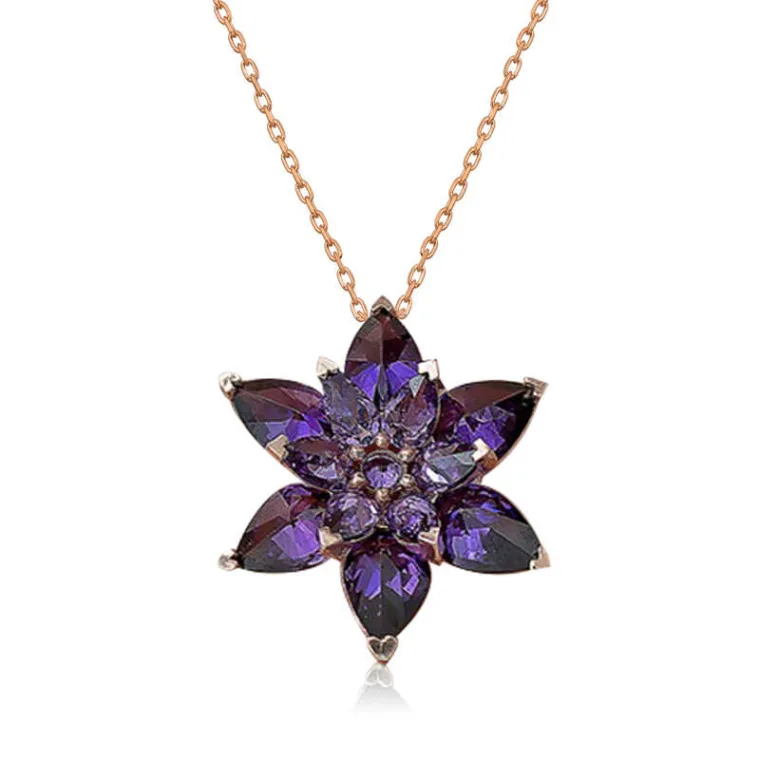 Purple Lotus Flower Necklace
