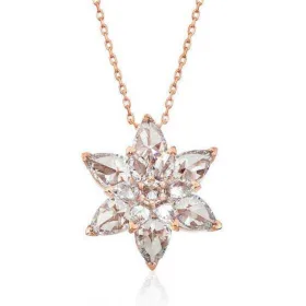 White Lotus Blossom Pendant Necklace | Rose Gold Plated Sterling Silver Floral Jewelry thumbnail