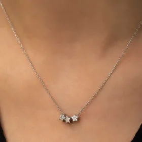 Sterling Silver Triple Star Necklace for Women – Minimal Celestial Layered Star Pendant Jewelry - image 3 thumbnail