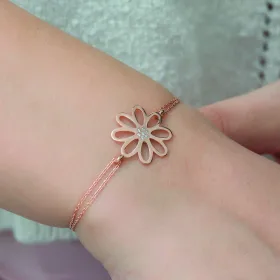 925 Sterling Silver Rose Gold Plated Flower Bracelet for Women | White Zircon Floral Bracelet - image 3 thumbnail