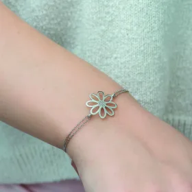 Rhodium Plated Sterling Silver Flower Bracelet for Women | Elegant Floral Jewelry - image 3 thumbnail