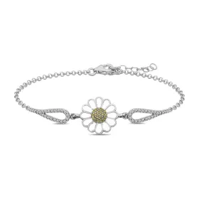 925 Sterling Silver Daisy Flower Bracelet for Women with Zircon Stones | Rhodium Plated Floral Jewelry thumbnail