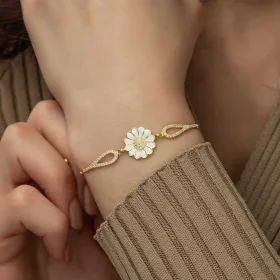 925 Sterling Silver Rose Gold Plated Daisy Flower Bracelet for Women with Zircon Stones | Elegant Floral Jewelry - image 4 thumbnail