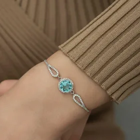 925 Sterling Silver Aquamarine Bracelet for Women | Rhodium Plated Gemstone Inspired Jewelry thumbnail