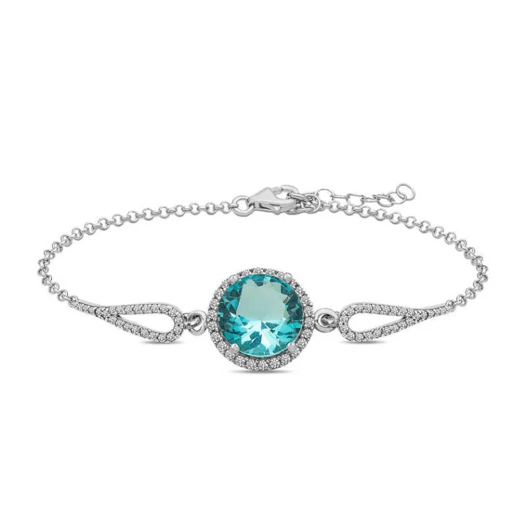 925 Sterling Silver Aquamarine Bracelet for Women alternate view