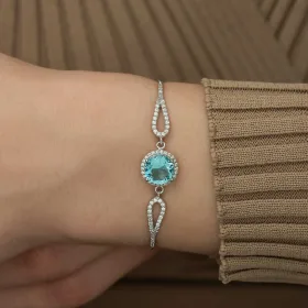 925 Sterling Silver Aquamarine Bracelet for Women | Rhodium Plated Gemstone Inspired Jewelry - image 4 thumbnail