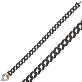 925 Sterling Silver Rose Gold Black Zircon Gourmet Chain Bracelet for Women | Luxury Link Bracelet Jewelry thumbnail