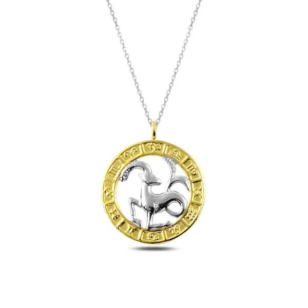 Gold Plated Sterling Silver Capricorn Zodiac Pendant Necklace for Women | Astrology Inspired Jewelry