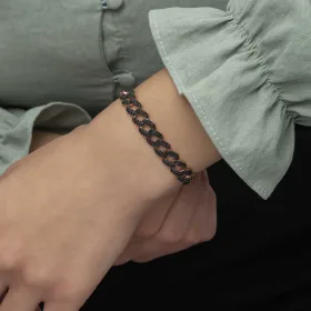 925 Sterling Silver Rose Gold Black Zircon Gourmet Chain Bracelet for Women | Luxury Link Bracelet Jewelry - image 5 thumbnail