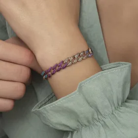 925 Sterling Silver Rose Gold Multicolor Zircon Gourmet Chain Bracelet for Women | Luxury Statement Link Jewelry - image 3 thumbnail