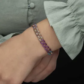 925 Sterling Silver Rose Gold Multicolor Zircon Gourmet Chain Bracelet for Women | Luxury Statement Link Jewelry - image 5 thumbnail
