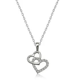 925 Sterling Silver Open Heart Necklace for Women | Rhodium Plated White Zircon Love Pendant Jewelry thumbnail
