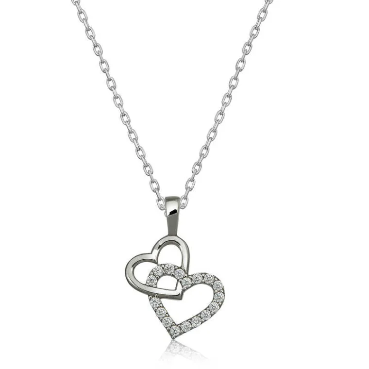 925 Sterling Silver Open Heart Necklace for Women