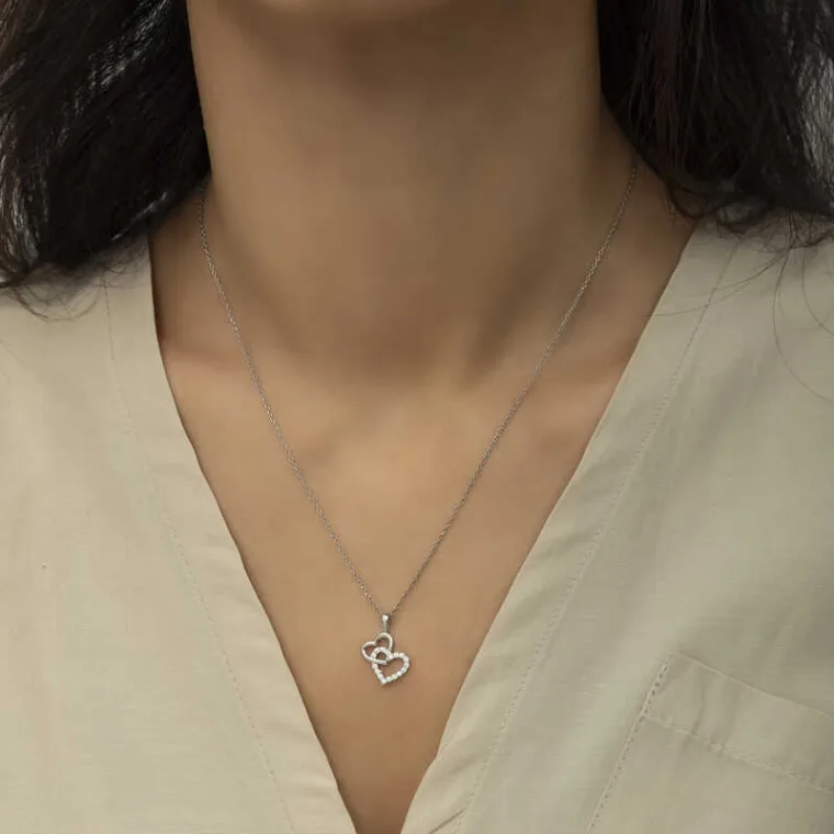 925 Sterling Silver Open Heart Necklace for Women alternate view