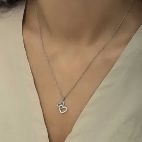 925 Sterling Silver Open Heart Necklace for Women | Rhodium Plated White Zircon Love Pendant Jewelry - image 3 thumbnail