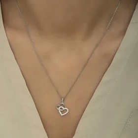 925 Sterling Silver Open Heart Necklace for Women | Rhodium Plated White Zircon Love Pendant Jewelry - image 4 thumbnail