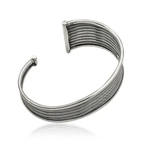 925 Sterling Silver Vintage Engraved Bangle Bracelet for Women | Rhodium Plated Antique Pattern Cuff Jewelry - image 2 thumbnail