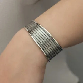 925 Sterling Silver Vintage Engraved Bangle Bracelet for Women | Rhodium Plated Antique Pattern Cuff Jewelry - image 3 thumbnail