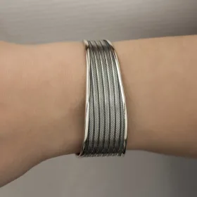 925 Sterling Silver Vintage Engraved Bangle Bracelet for Women | Rhodium Plated Antique Pattern Cuff Jewelry - image 4 thumbnail