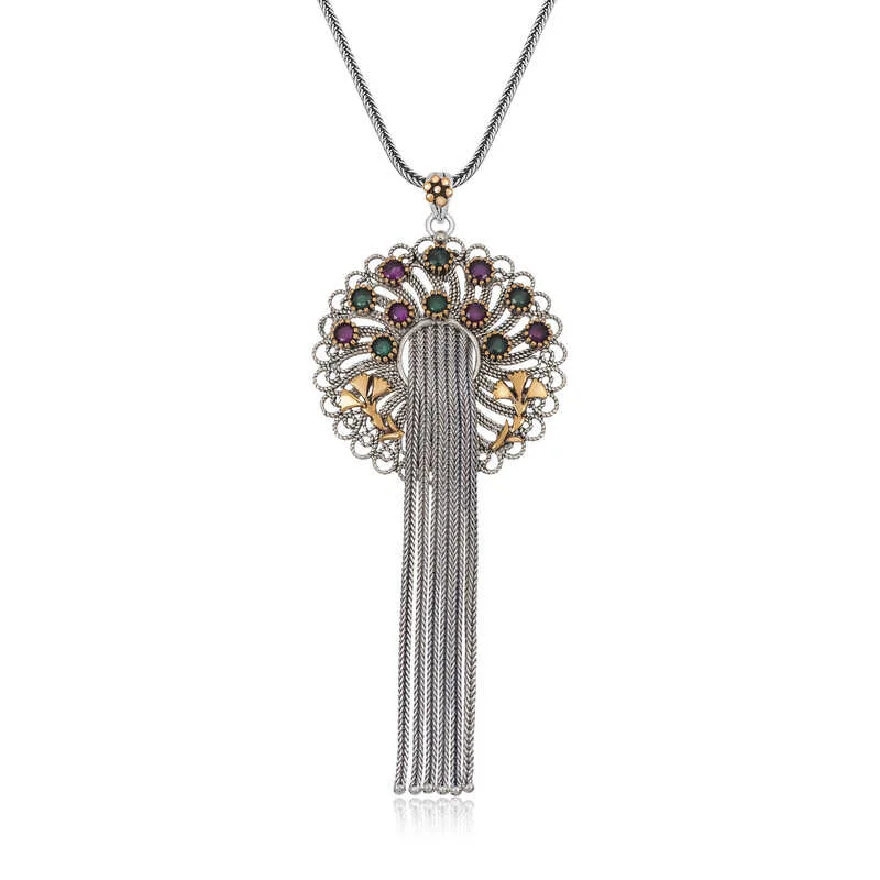 925 Sterling Silver Blue Teardrop Zircon Necklace for Women