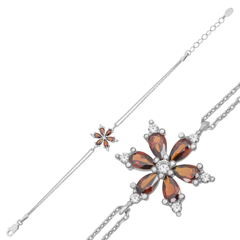 Sterling Silver Black & White Zircon Tennis Bracelet for Women