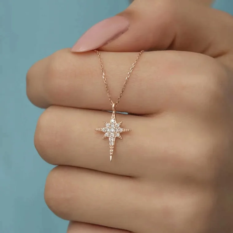 925 Sterling Silver North Star Necklace for Women alternate view