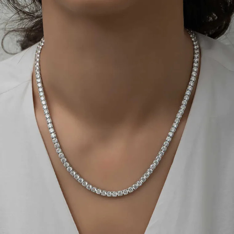 925 Sterling Silver 5 mm White Zircon Tennis Necklace for Women alternate view