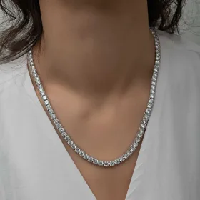925 Sterling Silver 5 mm White Zircon Tennis Necklace for Women | Rhodium Plated Statement Jewelry - image 4 thumbnail