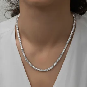925 Sterling Silver 5 mm White Zircon Tennis Necklace for Women | Rhodium Plated Statement Jewelry - image 5 thumbnail