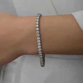 925 Sterling Silver 5 mm White Zircon Tennis Bracelet for Women | Rhodium Plated Classic Tennis Jewelry - image 4 thumbnail
