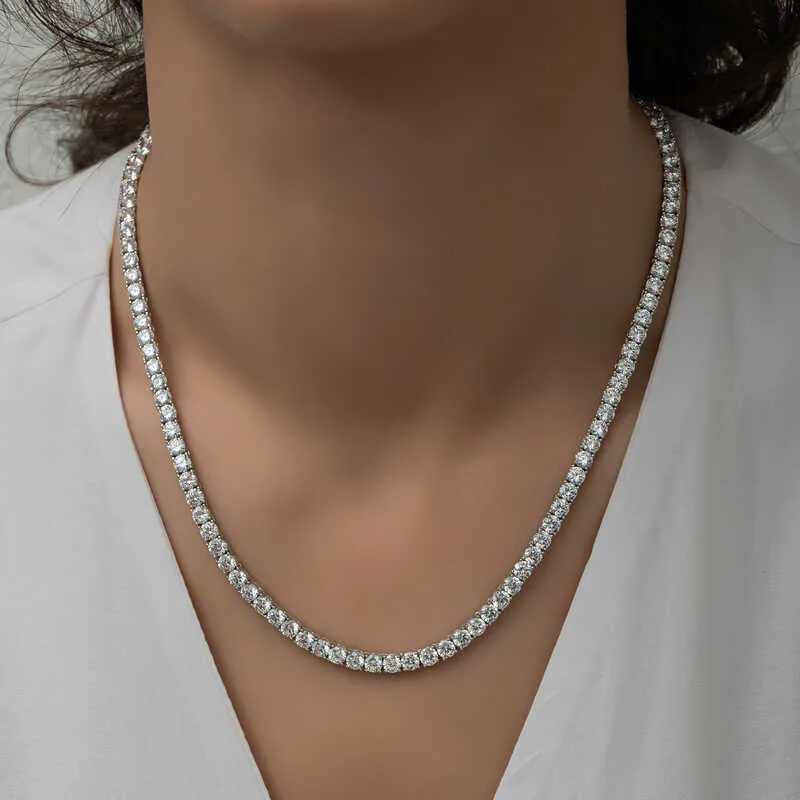 925 Sterling Silver 4 mm White Zircon Tennis Necklace for Women | Rhodium Plated Classic Statement Jewelry - image 2