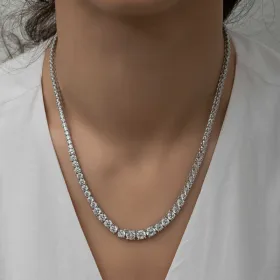 925 Sterling Silver Graduated White Zircon Tennis Necklace for Women | Rhodium Plated Statement Jewelry thumbnail