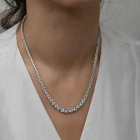 925 Sterling Silver Graduated White Zircon Tennis Necklace for Women | Rhodium Plated Statement Jewelry - image 2 thumbnail