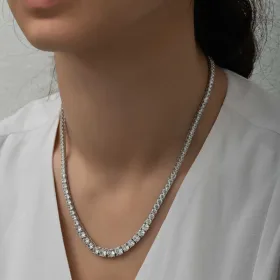 925 Sterling Silver Graduated White Zircon Tennis Necklace for Women | Rhodium Plated Statement Jewelry - image 3 thumbnail