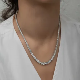 925 Sterling Silver Graduated White Zircon Tennis Necklace for Women | Rhodium Plated Statement Jewelry - image 4 thumbnail