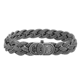 925 Sterling Silver Handwoven Braided Chain Bracelet for Men | Heavy Artisan Woven Link Silver Bracelet thumbnail