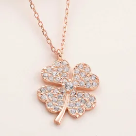 925 Sterling Silver Four Leaf Clover Necklace for Women | Rose Gold Plated Lucky Clover Pendant Jewelry - image 4 thumbnail