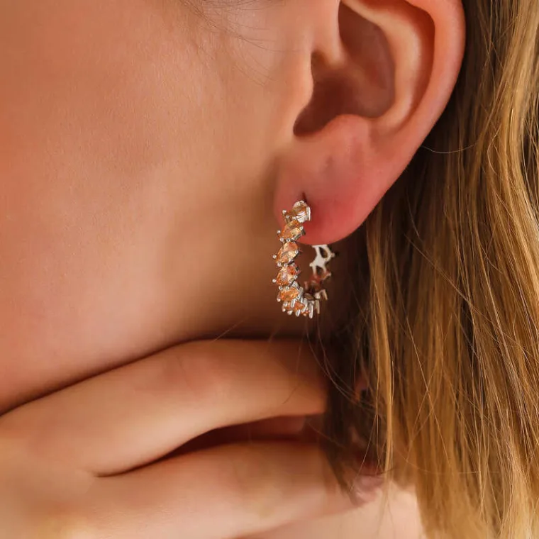 925 Sterling Silver Brown Zircon Teardrop Stud Earrings for Women alternate view