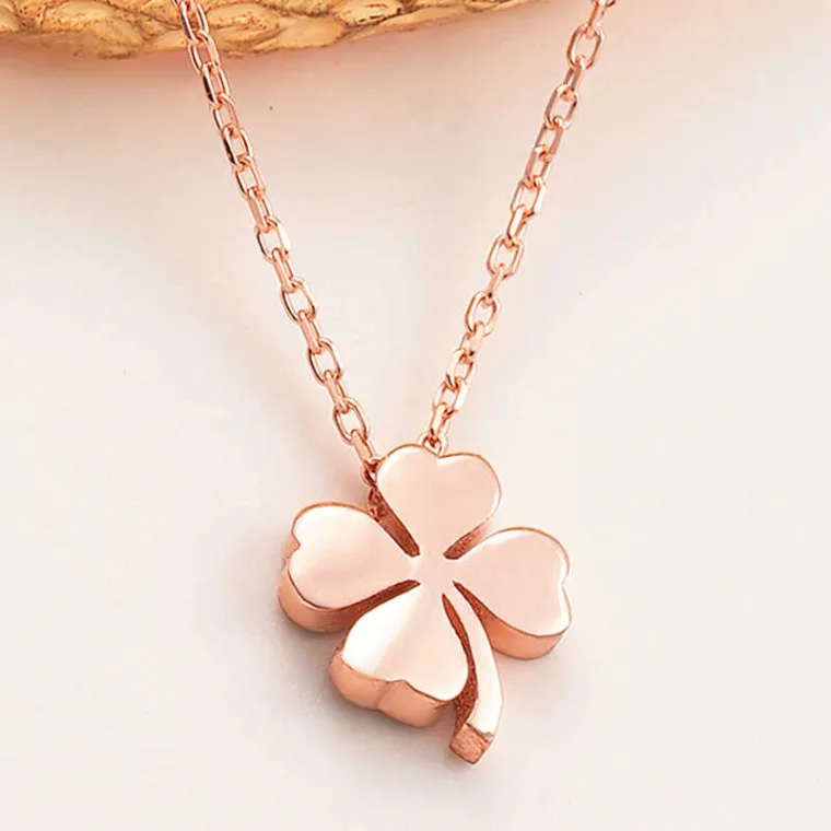 925 Sterling Silver Lucky Four Leaf Clover Pendant Necklace for Women
